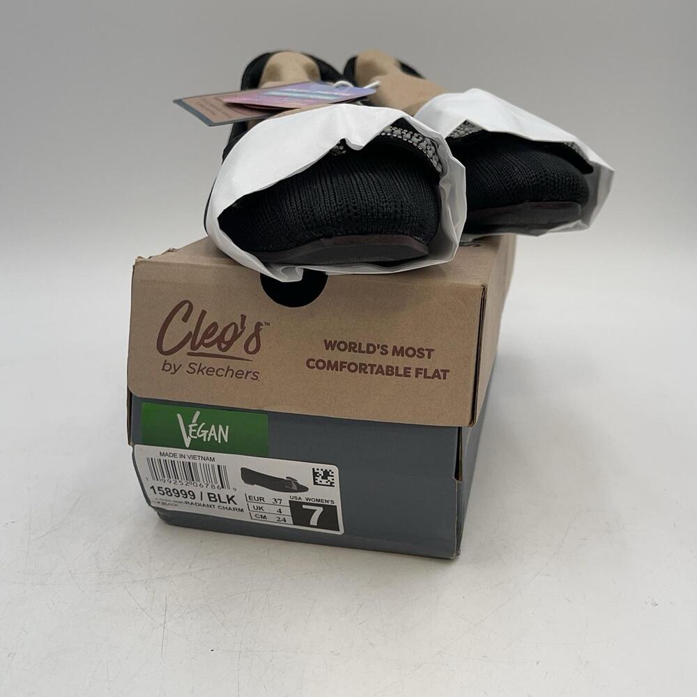Skechers Cleo's Shoes Womens Black Ballet Flats Vegan Comfort Size 7 158999